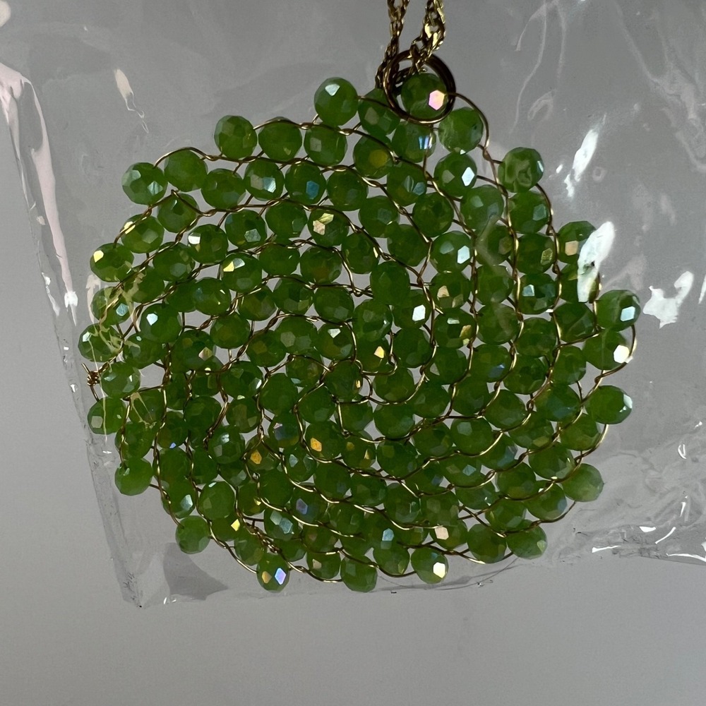Unbranded Beaded Pendant Necklace Womens OS Green New Gold Tone Wire Wrapped - Picture 7 of 9